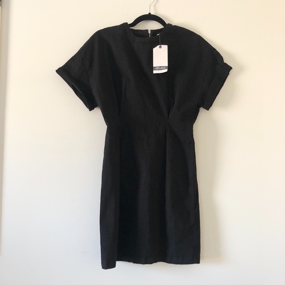 zara Dresses & Skirts - Zara Black Denim zip Up Dress